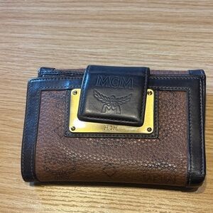 MCM Black and Brown Leather Card Holder